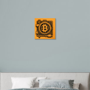 Bitcoin Yellow and Black Canvas Wall Art – Modern  Acrylic Photo Tile