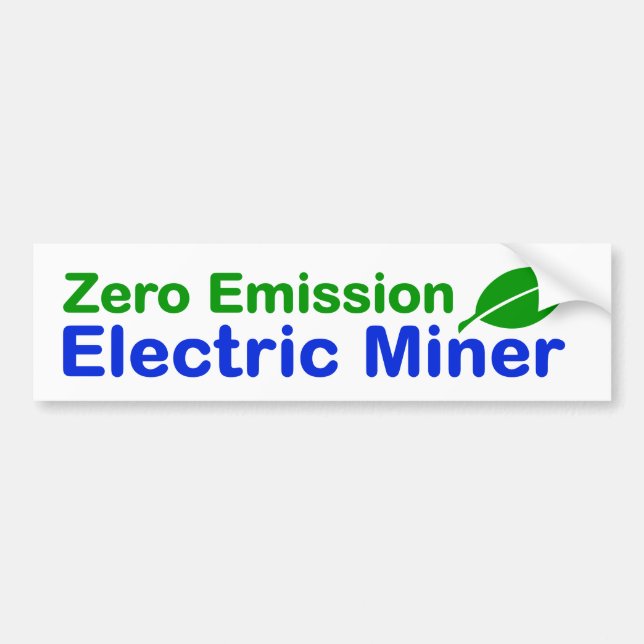 Bitcoin Zero Emission Electric Miner Bumper Sticker (Front)
