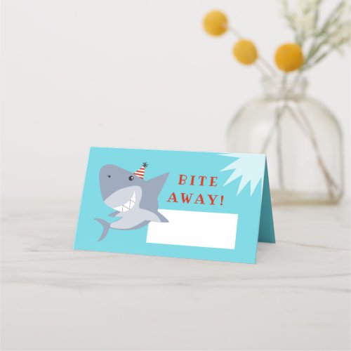 Bite Away  Shark Birthday Party Food Tent Place Card
