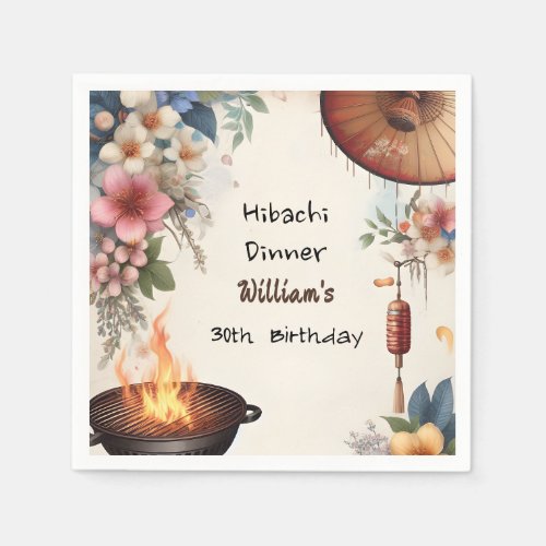 Bite Chef Bbq Japanese Sushi Hibachi 30th Birthday Napkins