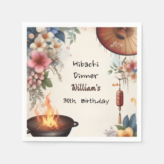 Bite Chef Bbq Japanese Sushi Hibachi 30th Birthday Napkins (Front)