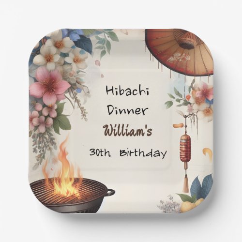 Bite Chef Bbq Japanese Sushi Hibachi 30th Birthday Paper Plates