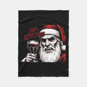 Bite Christmas Vamre Santa Claus Vintage Comic Boo Fleece Blanket