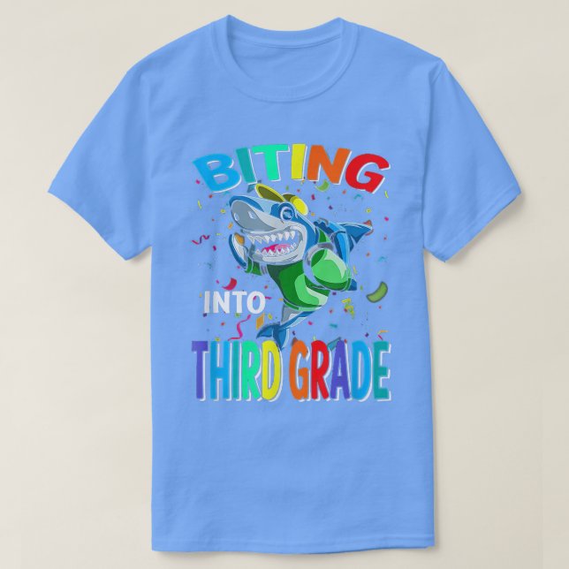 Bite Into The Third GradeBack to School Shark For  T-Shirt (Design Front)
