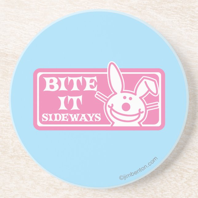 Bite it Sideways Drink Coaster (Front)