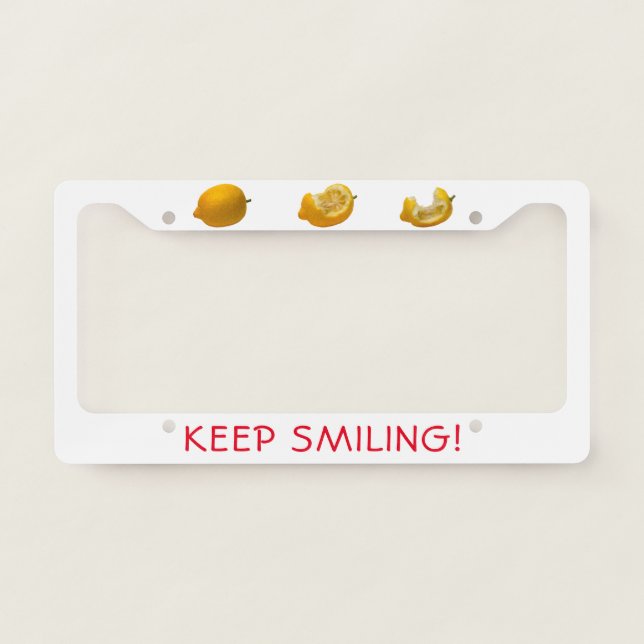 Bite Lemon and Keep Smiling Funny customizable License Plate Frame (Front)