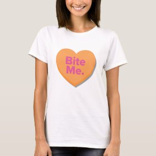Bite Me. Anti-Valentine's Day Orange Heart T-Shirt