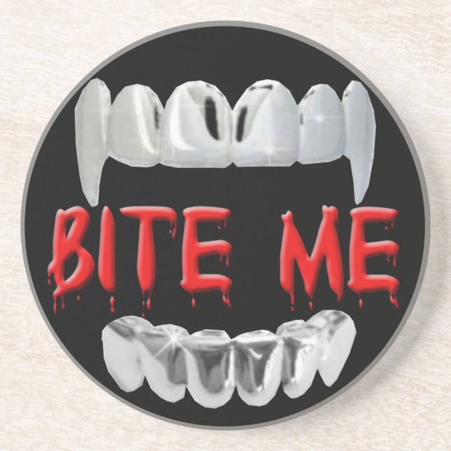 Bite Me Blood And Teeth Coaster (Front)