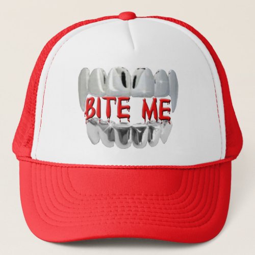 Bite Me Blood And Vampire Teeth Hat