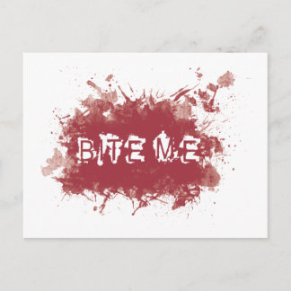 Bite me blood stain postcard