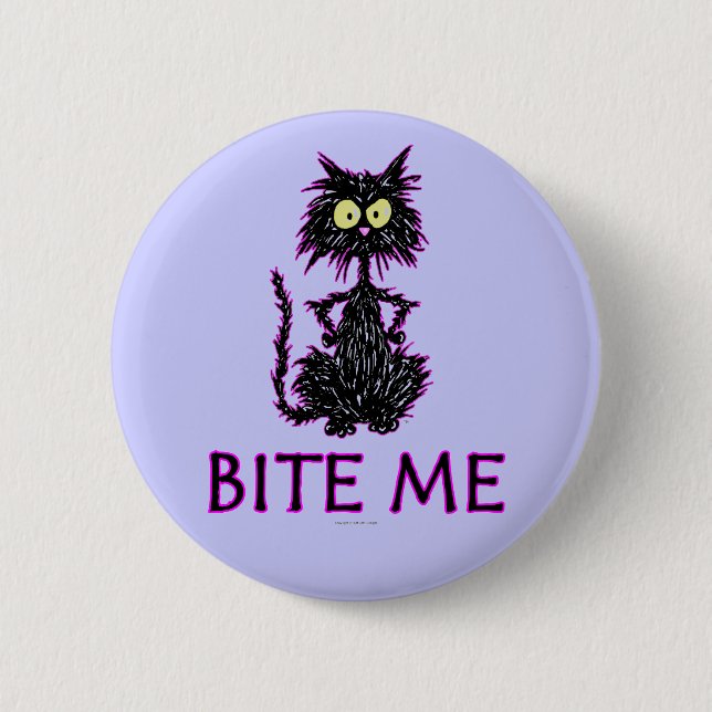 Bite Me! Cat Gift Designs Button (Front)