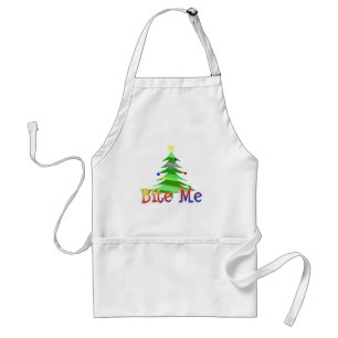Bite Me Christmas Tree Adult Apron
