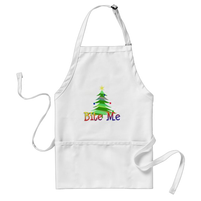 Bite Me Christmas Tree Adult Apron (Front)