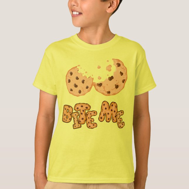 Bite Me Cookie Funny Chocolate Chip Design T-Shirt (Front)