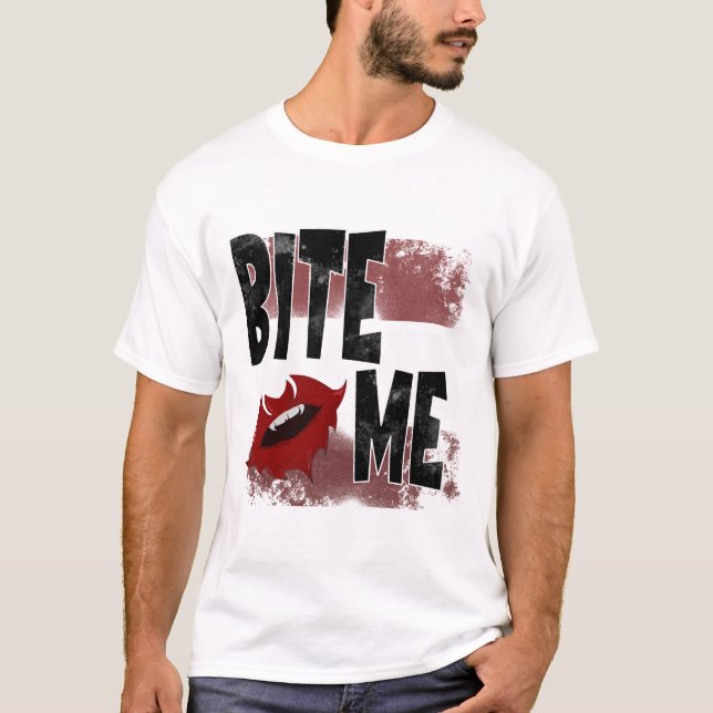 Bite me - Cool Quote - Halloween - Bat T-Shirt (Front)