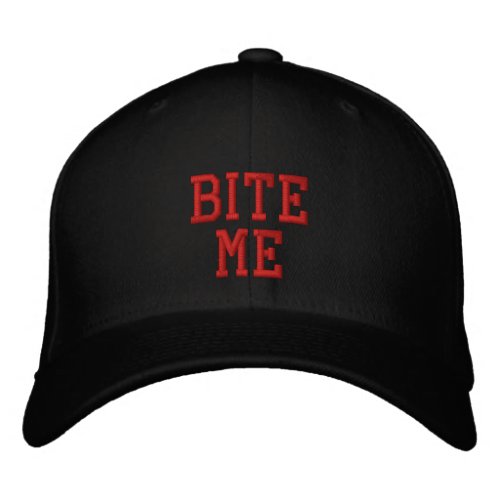 BITE ME EMBROIDERED BASEBALL CAP