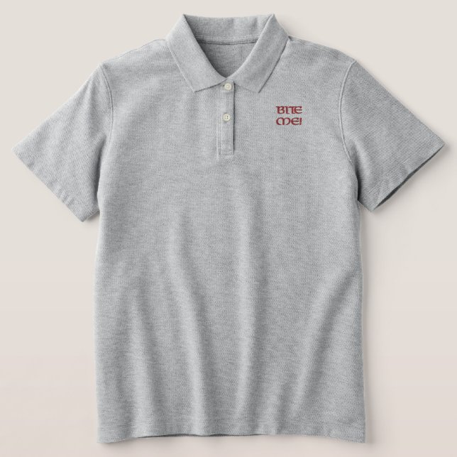 Bite me! embroidered polo shirt (Design Front)