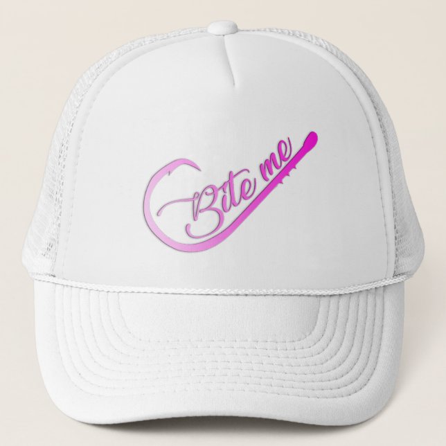 Bite Me Fishing Hook Trucker Hat (Front)