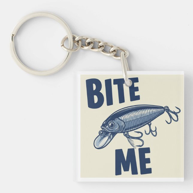 Bite Me Fishing Lure Acrylic Keychain (Front)