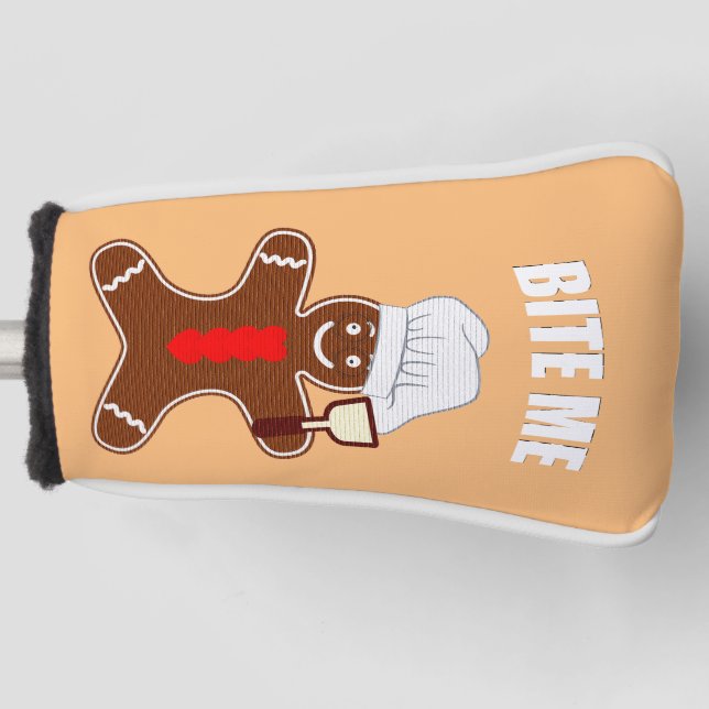 Bite Me Ginger Bread Man Golf Head Cover (Front)