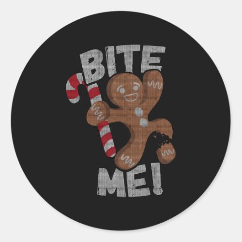 Bite Me Gingerbread Classic Round Sticker
