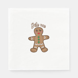 Bite Me Gingerbread Funny Cookie Christmas Thanksg Napkins