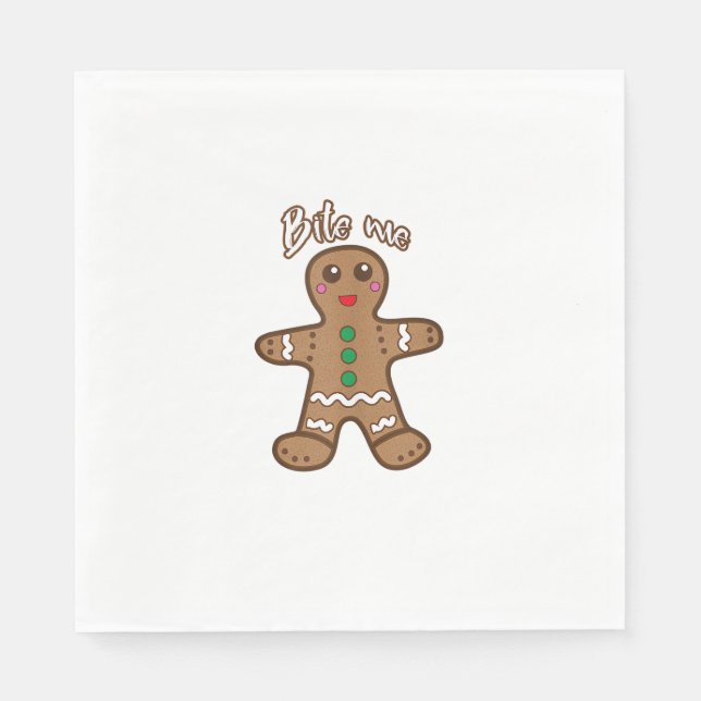 Bite Me Gingerbread Funny Cookie Christmas Thanksg Napkins (Front)