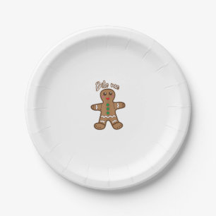 Bite Me Gingerbread Funny Cookie Christmas Thanksg Paper Plates