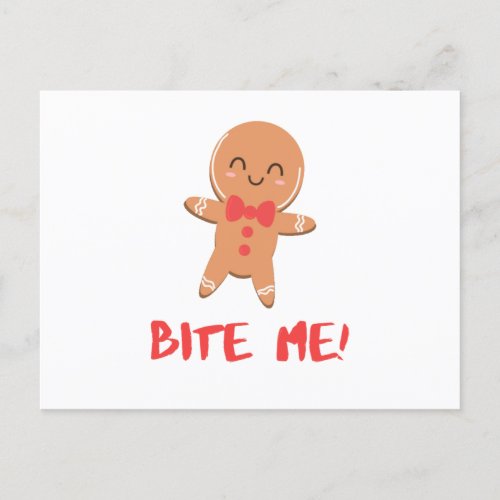 Bite Me Gingerbread Man Postcard
