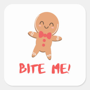 Bite Me! Gingerbread Man Square Sticker
