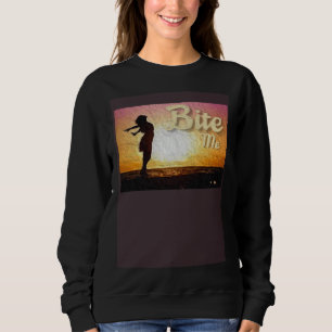 Bite Me Girl on Beach Painting Sweatshirt