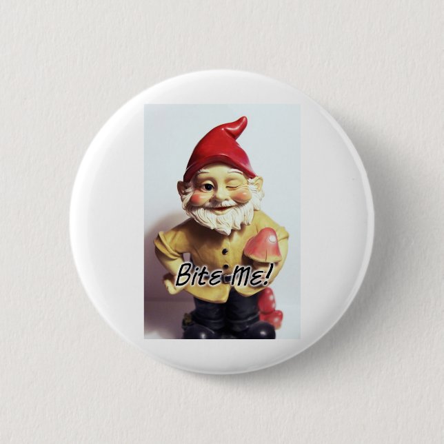 Bite Me Gnome Button (Front)