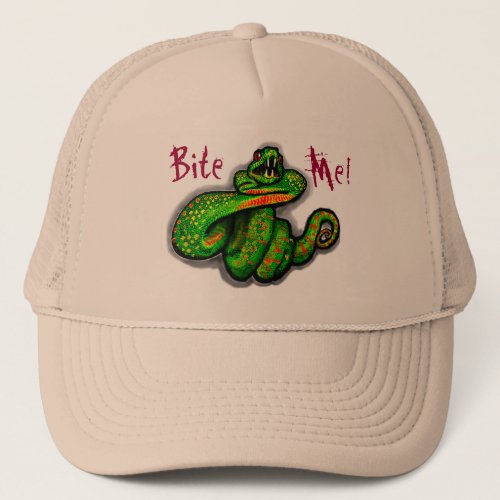 Bite Me guys hat snake bite boyfriend gift Trucker Hat