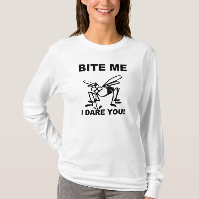 Bite Me I Dare You Funny Mosquito Sleeve Shirt (Front)