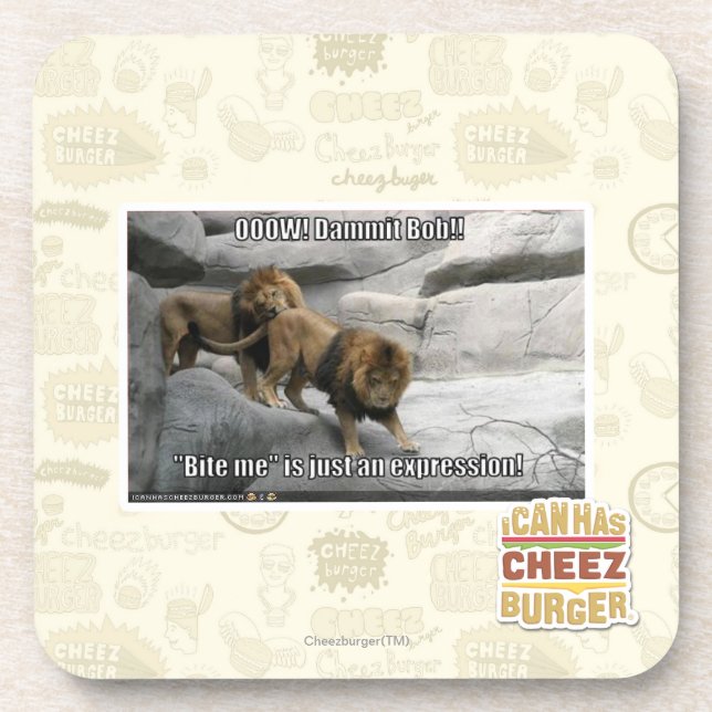 Bite me is just an expression! beverage coaster (Front)