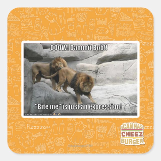 Bite me is just an expression! square sticker (Front)