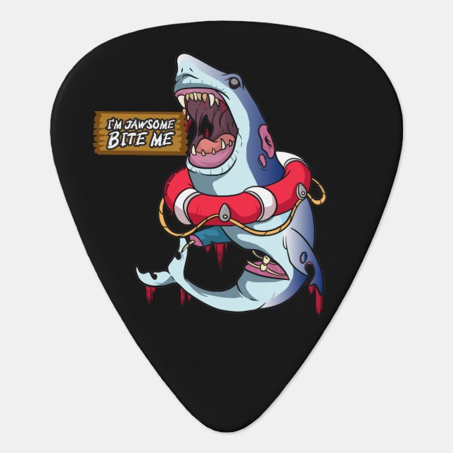 Bite Me Killer Shark Guitar Pick (Front)