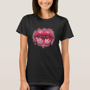 Bite Me Leopard Hearts Lips Valentines Day Women G T-Shirt