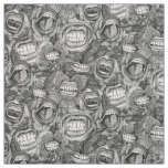 BITE ME orchids and roses BLACK WHITE Fabric