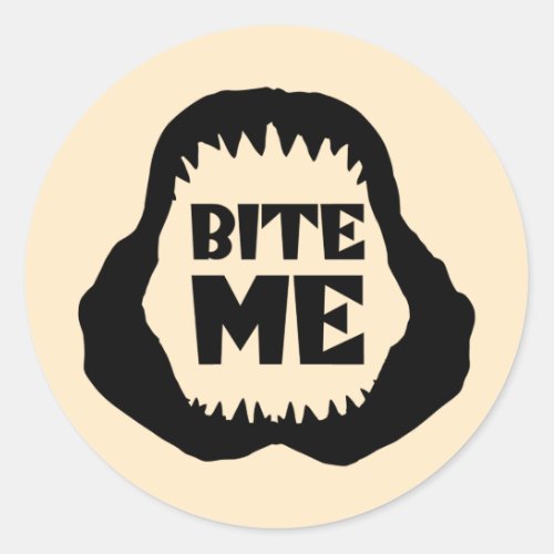 Bite me Quote _ Shark Jaws Classic Round Sticker