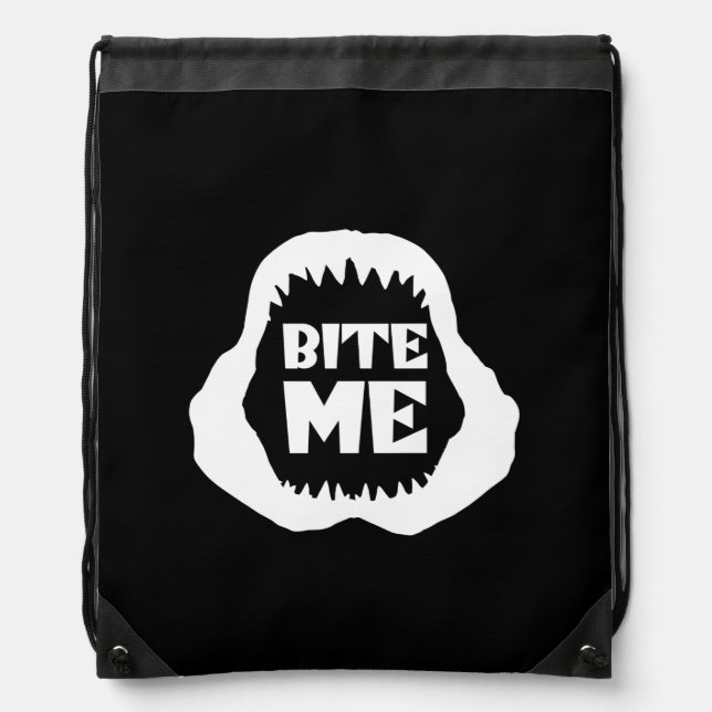  Bite me Quote - Shark Jaws Drawstring Bag (Front)