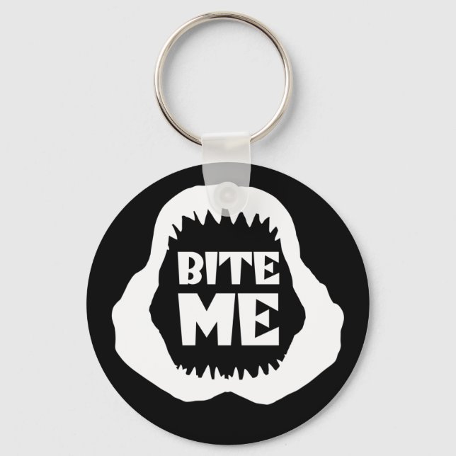 Bite me Quote - Shark Jaws Keychain (Front)