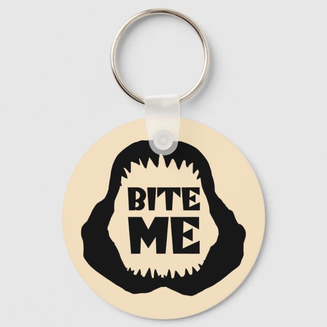 Bite me Quote - Shark Jaws Keychain (Front)