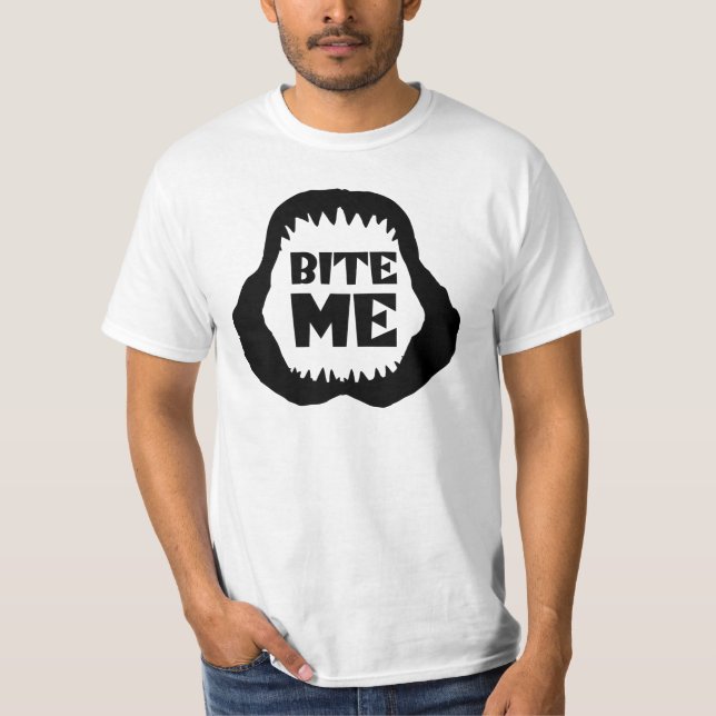 Bite me Quote - Shark Jaws T-Shirt (Front)