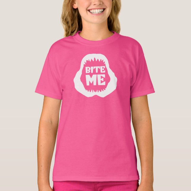 Bite me Quote - Shark Jaws T-Shirt (Front)