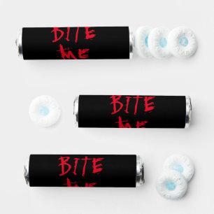 Bite me red blood typography funny Halloween party Breath Savers® Mints