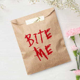 Bite me red blood typography funny Halloween party Favor Bag