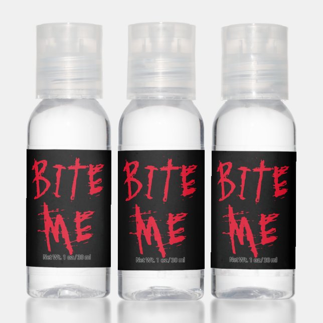 Bite me red blood typography funny Halloween party Hand Sanitizer (Set)