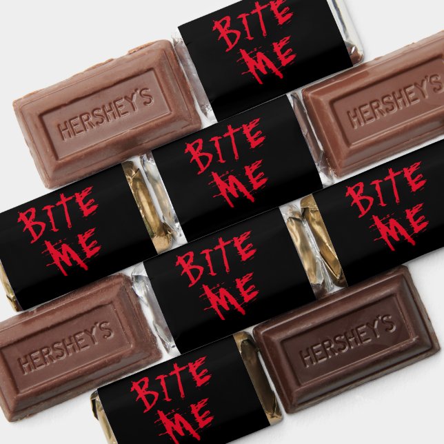 Bite me red blood typography funny Halloween party Hershey's Miniatures (Assorted)