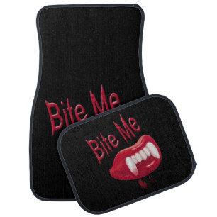Bite Me - Red Blood Vampire Fangs Lips & Teeth Car Floor Mat